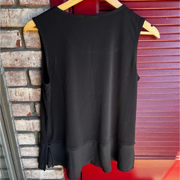 Tahari black small dressy round neck tank top blouse - Picture 6 of 12